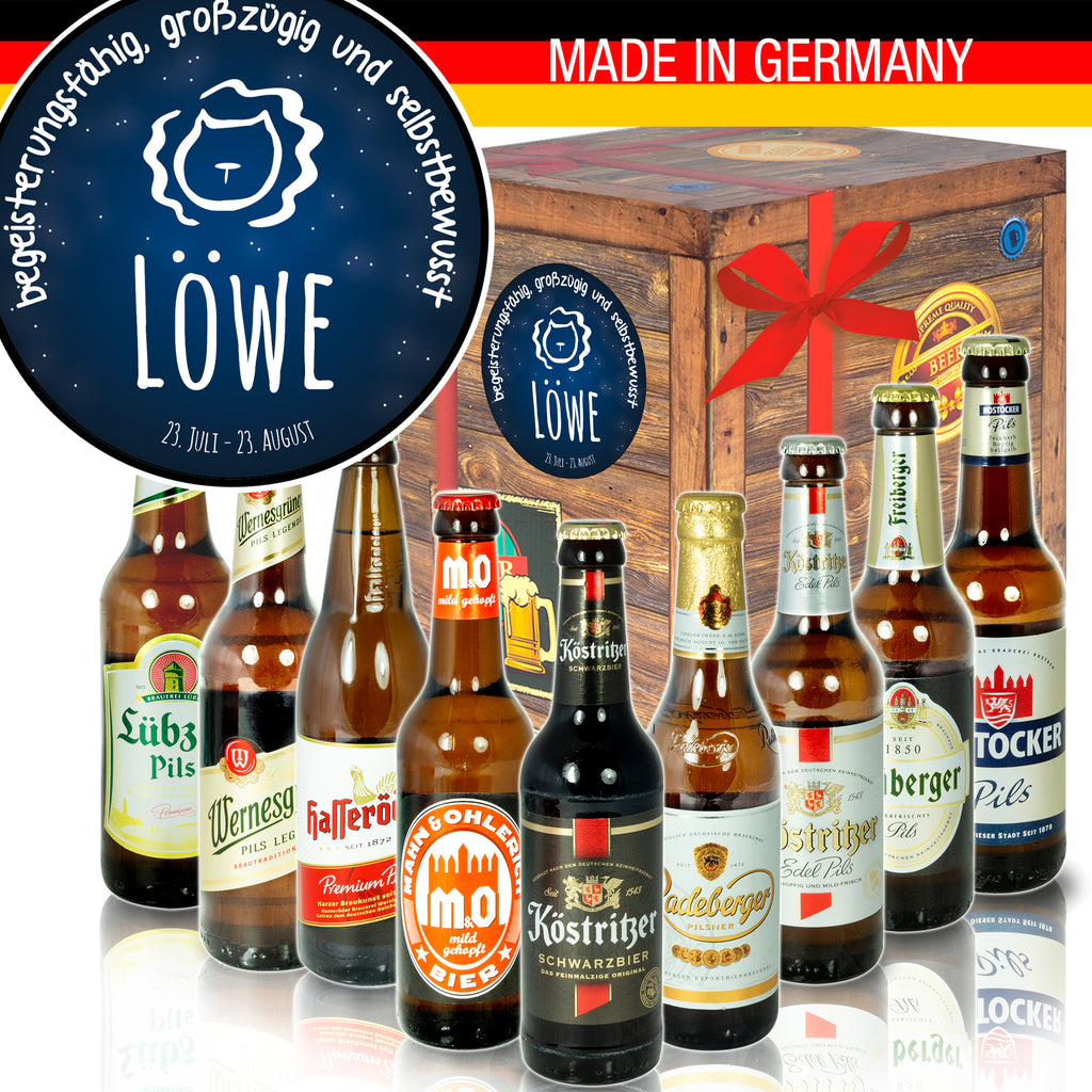 Sternzeichen Löwe | 9 Flaschen Biere aus Ostdeutschland | Geschenkbox