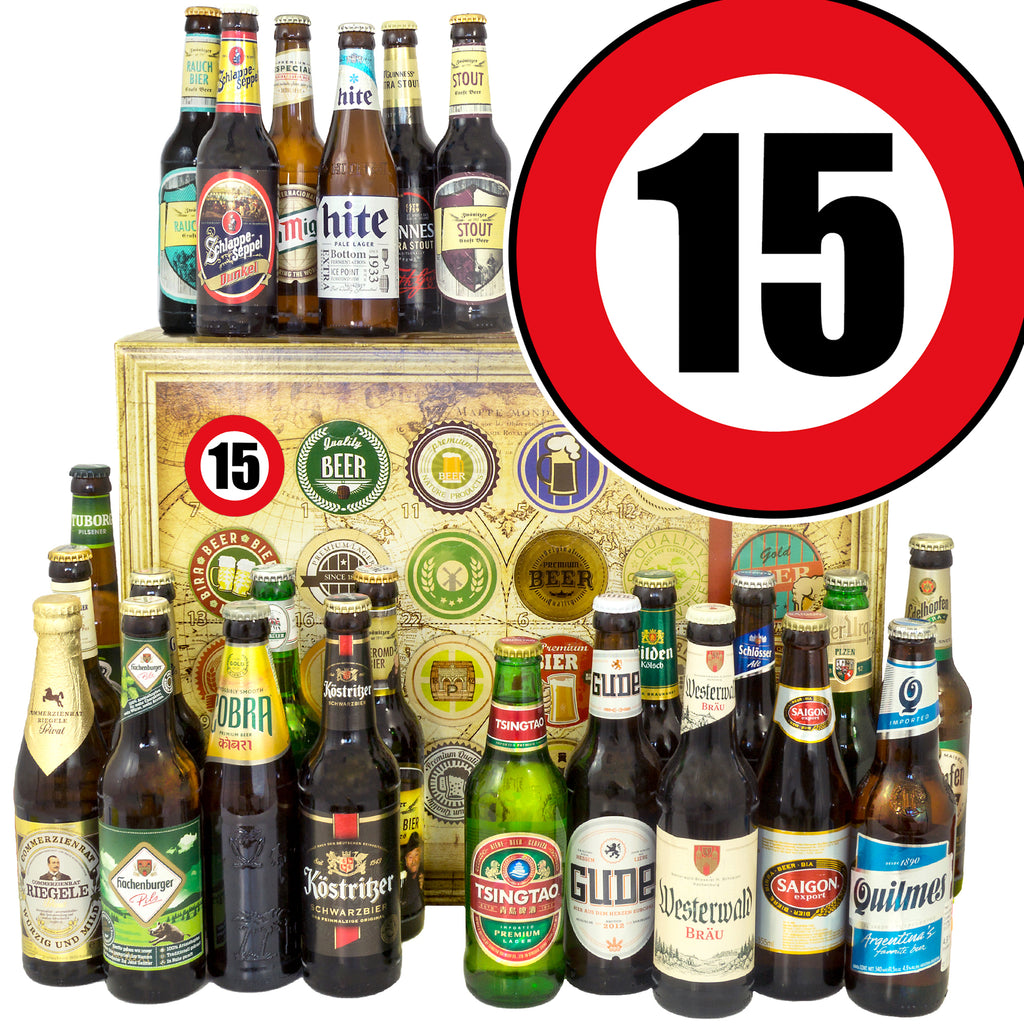 Zahl 15 | 24x Bier International und Deutschland | Geschenkidee