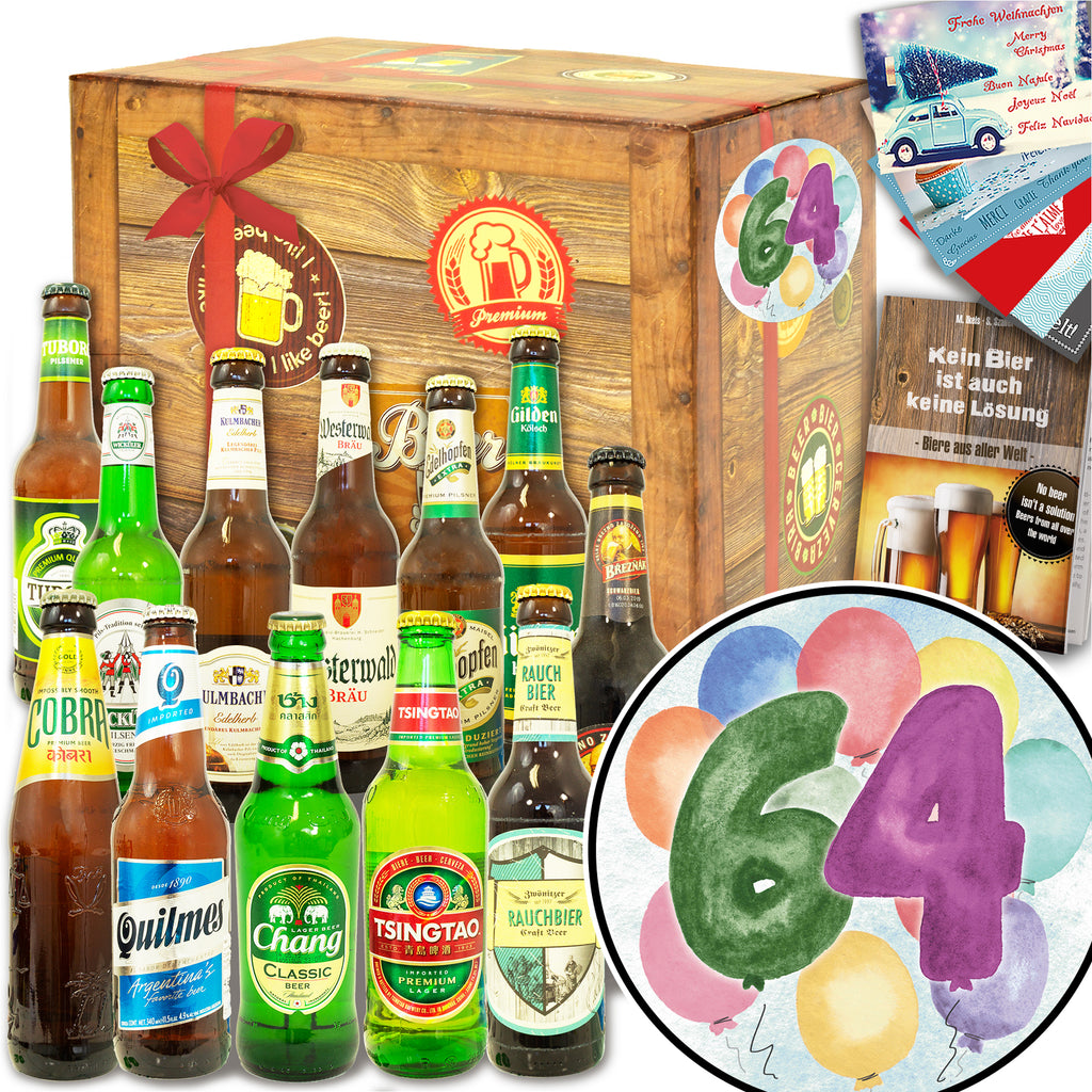 Geburtstag 64 | 12x Bier International und DE | Bierset