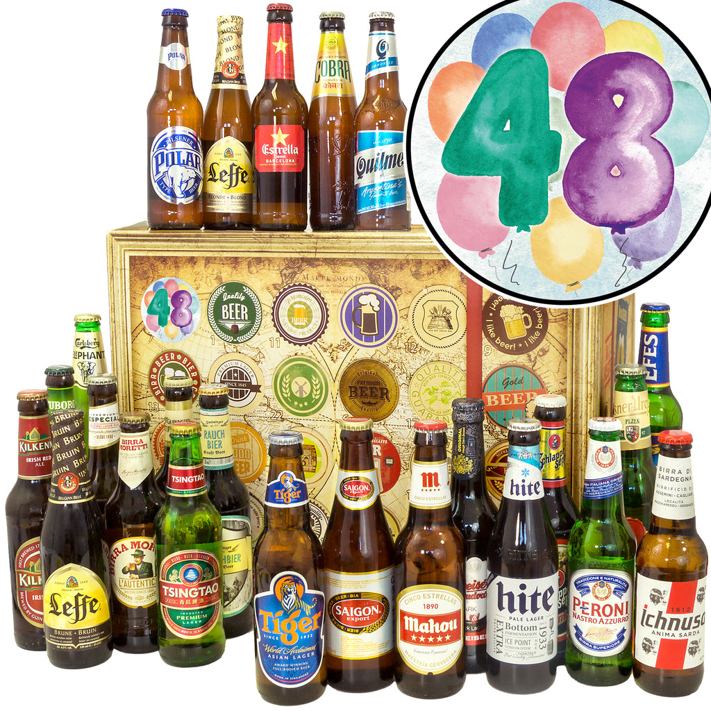 Geburtstag 48 | 24x Biere der Welt Exoten | Biergeschenk
