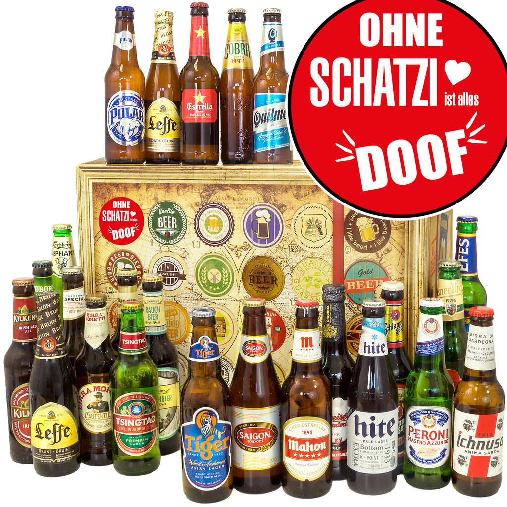Ohne Schatzi ist alles doof | 24x Bier Weltreise | Bierbox