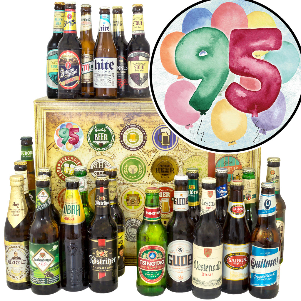 Geburtstag 95 | 24x Bier Biere Welt und Deutschland | Bierbox