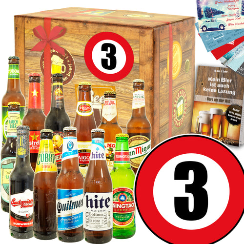Zahl 3 | 12 Länder Bier aus aller Welt | Geschenkbox