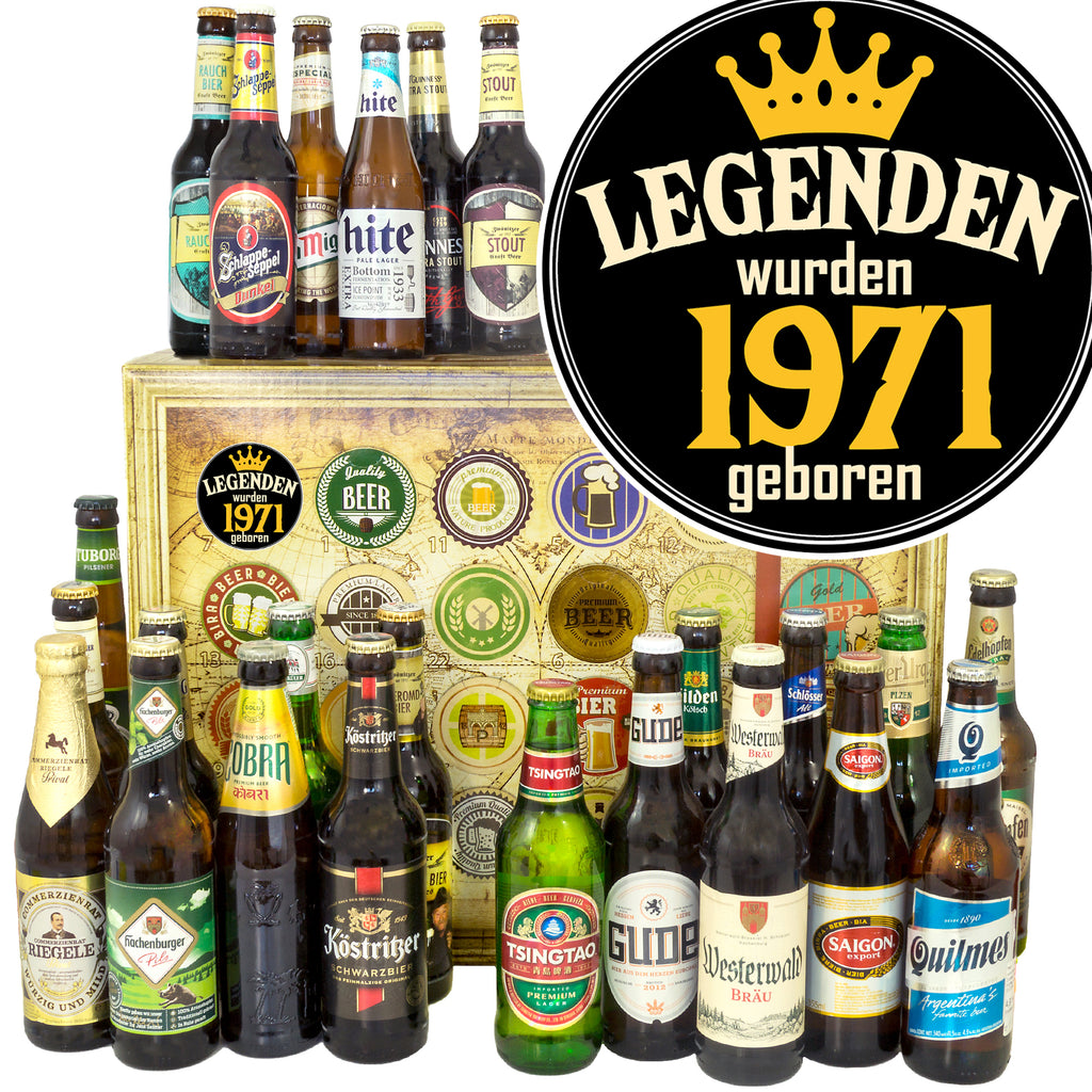 Legenden 1971 | 24 Spezialitäten Bier Deutschland und Welt | Geschenk Box