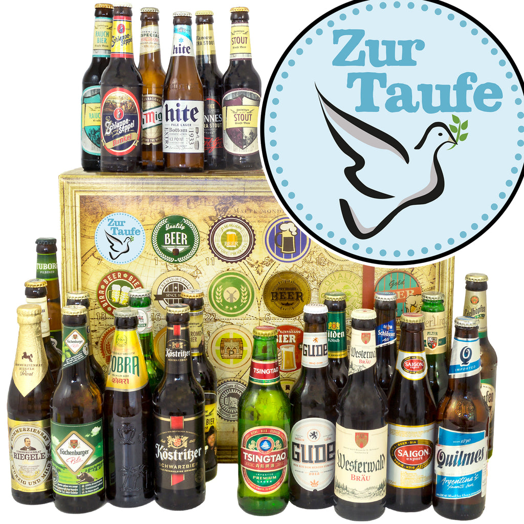 Zur Taufe | 24x Bier International und Deutschland | Geschenkkorb