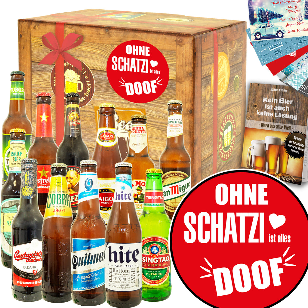 Ohne Schatzi ist alles doof | 12 Spezialitäten Biere aus aller Welt | Geschenkset