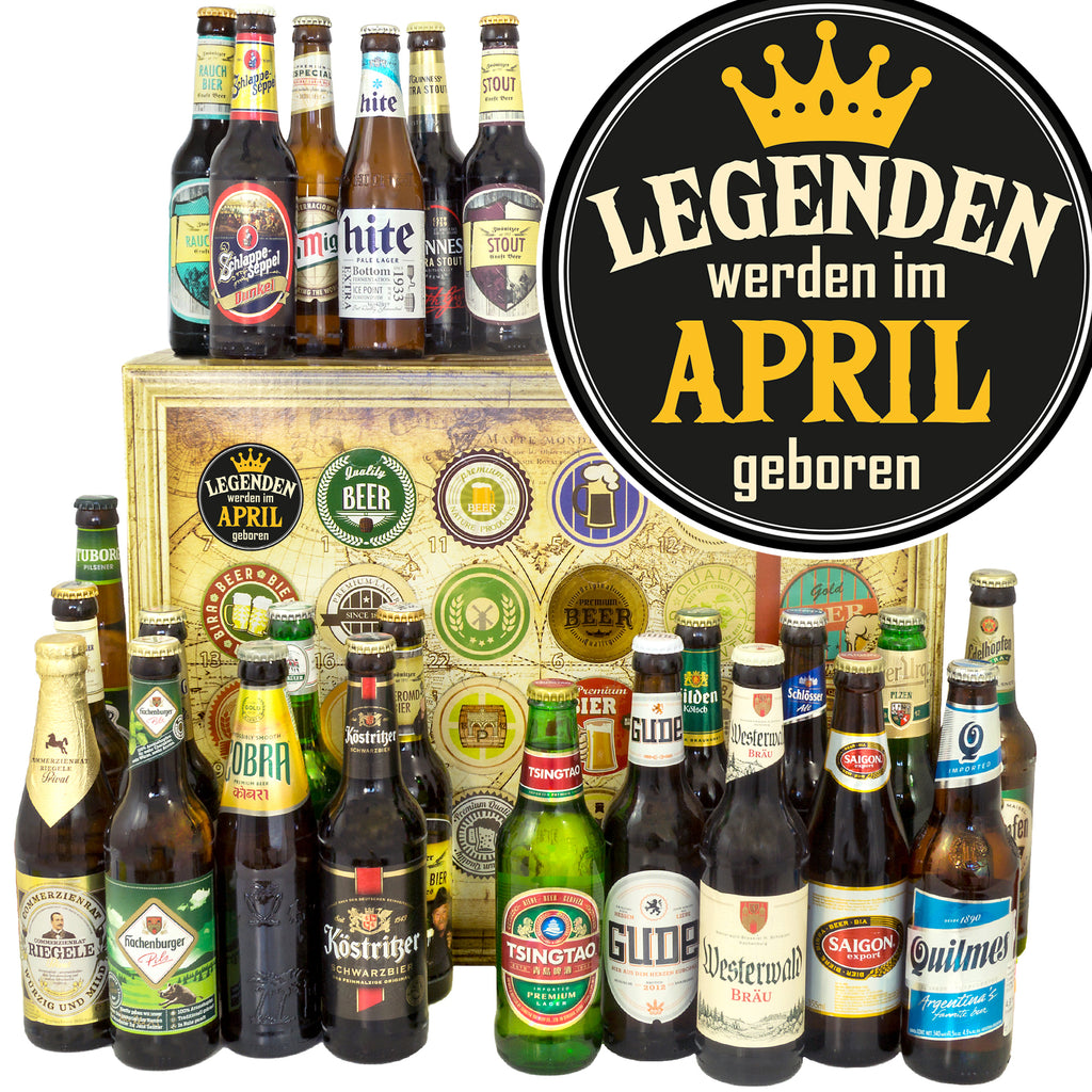Legende April | 24 Biersorten Bier aus Welt und Deutschland | Geschenk Box