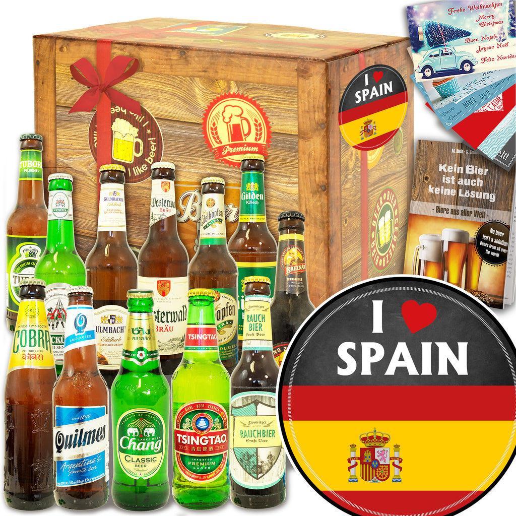 I love Spain | 12 Spezialitäten Biere Welt und Deutschland | Geschenkkorb