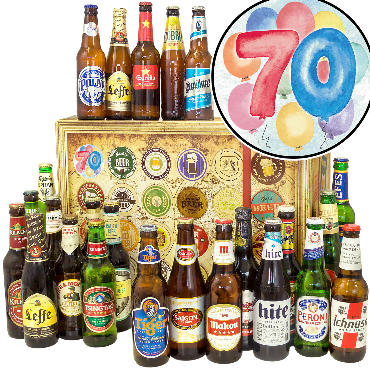 Geburtstag 70 | 24x Biere der Welt | Geschenkidee