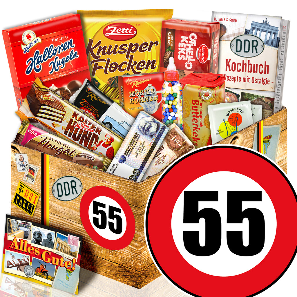 Zahl 55 - Süßigkeiten Set DDR L - monatsgeschenke.de