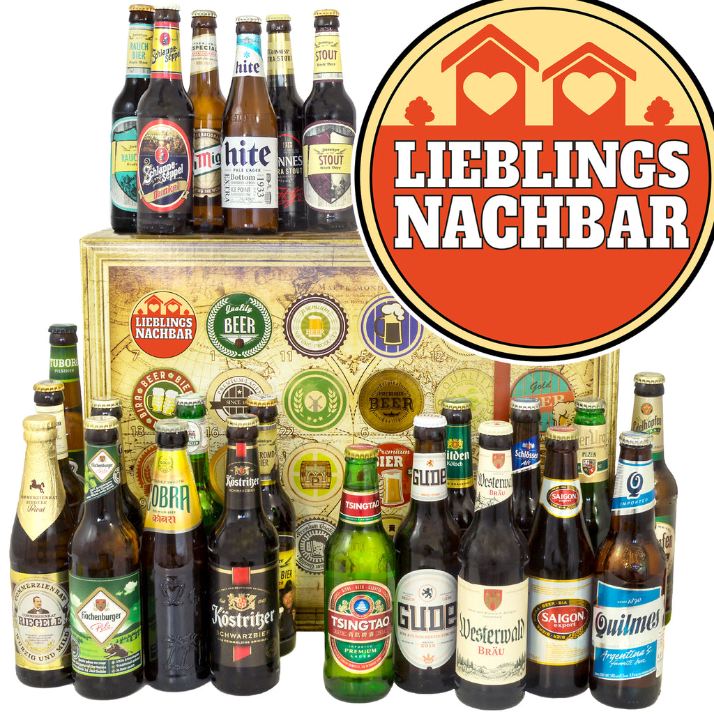 Lieblingsnachbar | 24 Biersorten Bier Deutschland und Welt | Probierpaket