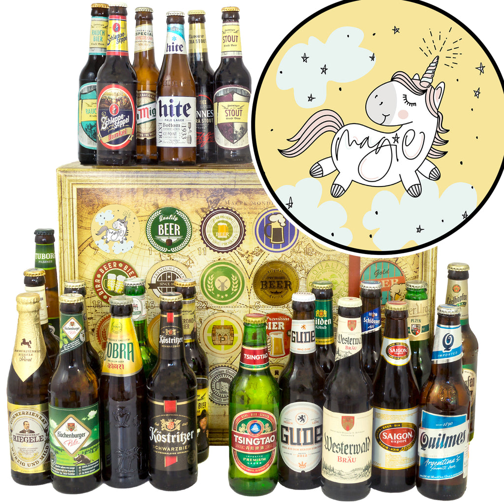 Einhorn | 24 Flaschen Bier aus Welt und Deutschland | Geschenkset