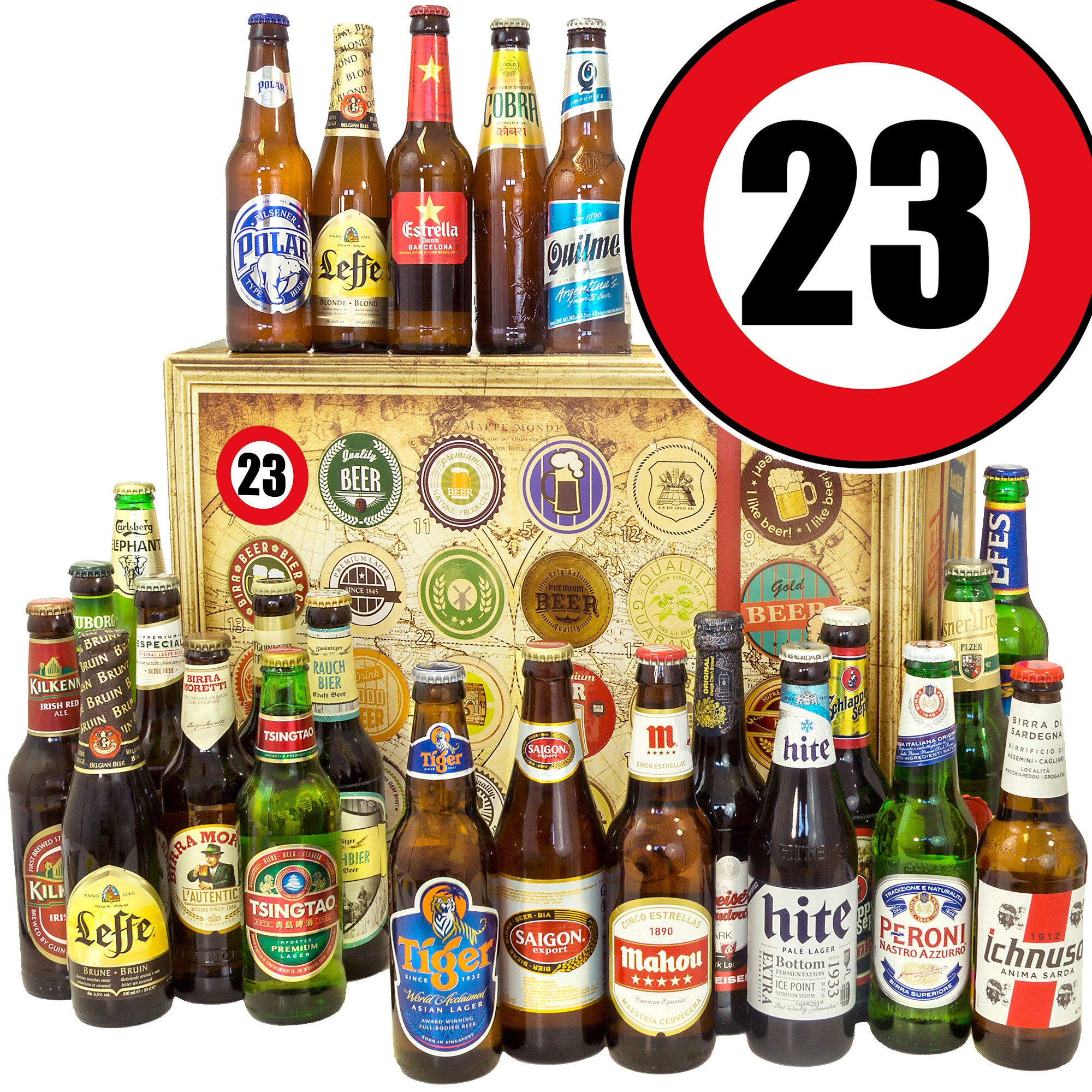 Geburtstag 23. | 24. Länder Bier International | Bier Geschenk - monatsgeschenke.de