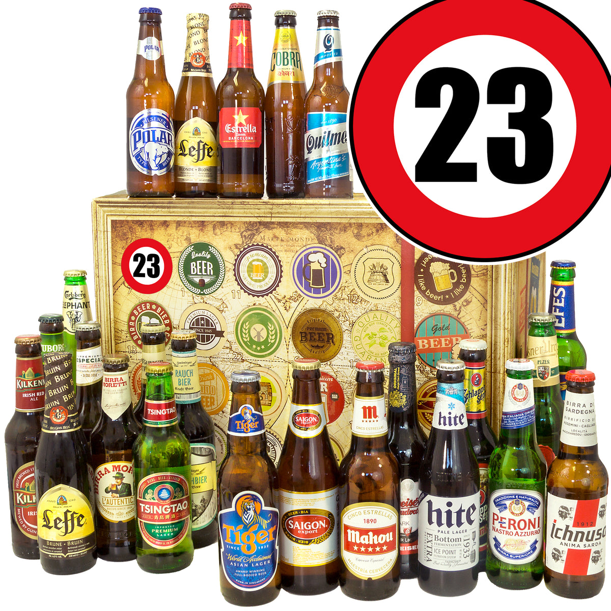 Geburtstag 23. | 24. Länder Bier International | Bier Geschenk - monatsgeschenke.de