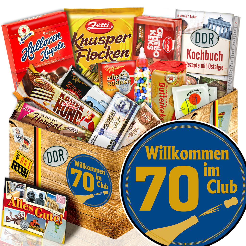 Wilkommen im Club 70 - Süßigkeiten Set DDR L - monatsgeschenke.de