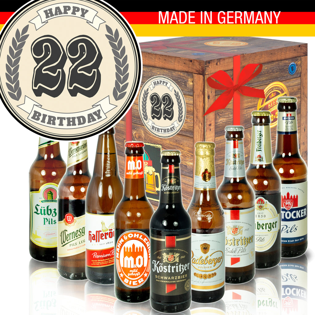 Geburtstag 22 | 9 Biersorten Biere Ostdeutsch | Geschenk Set