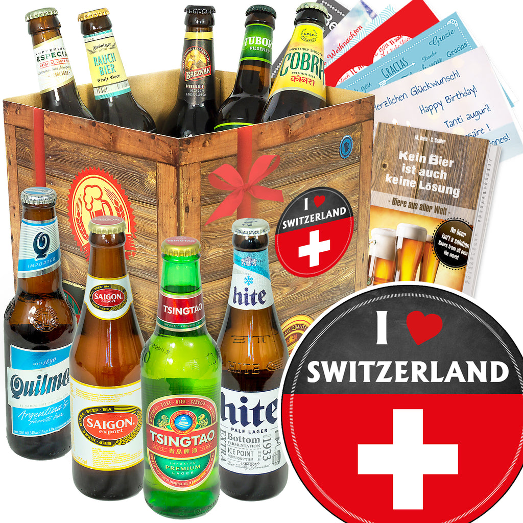 I love Switzerland | 9 Biersorten Bier aus aller Welt | Geschenkset