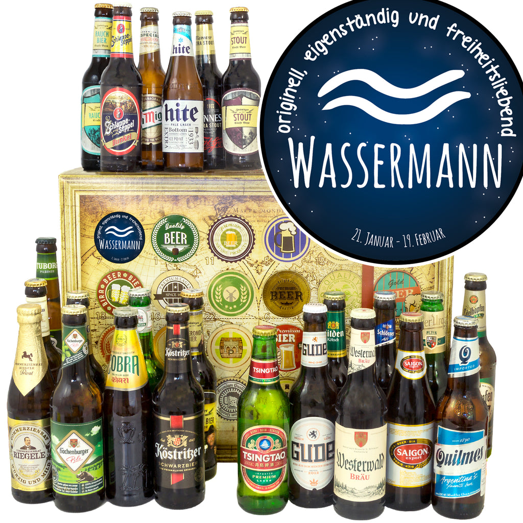 Sternzeichen Wassermann | 24x Bier Biere Welt und Deutschland | Paket