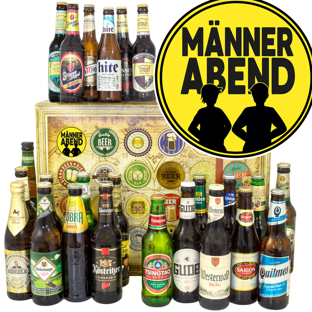 Männerabend | 24x Bier Bier International und Deutschland | Bier Geschenk
