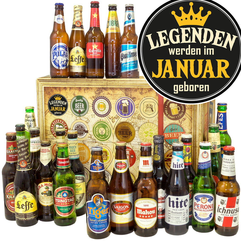Legende Januar | 24 Biersorten Bier aus aller Welt | Geschenkbox