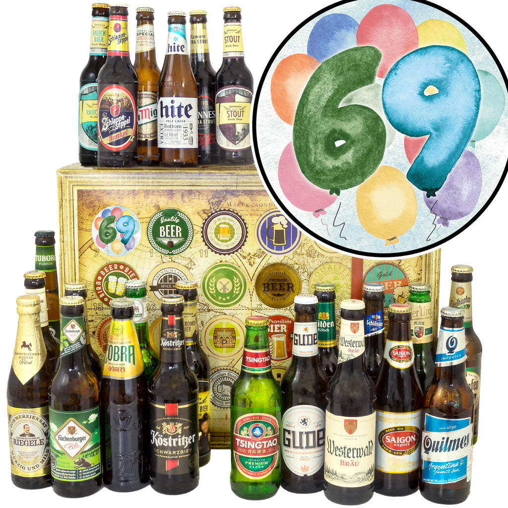 Geburtstag 69 | 24 Spezialitäten Bier International und Deutschland | Biergeschenk