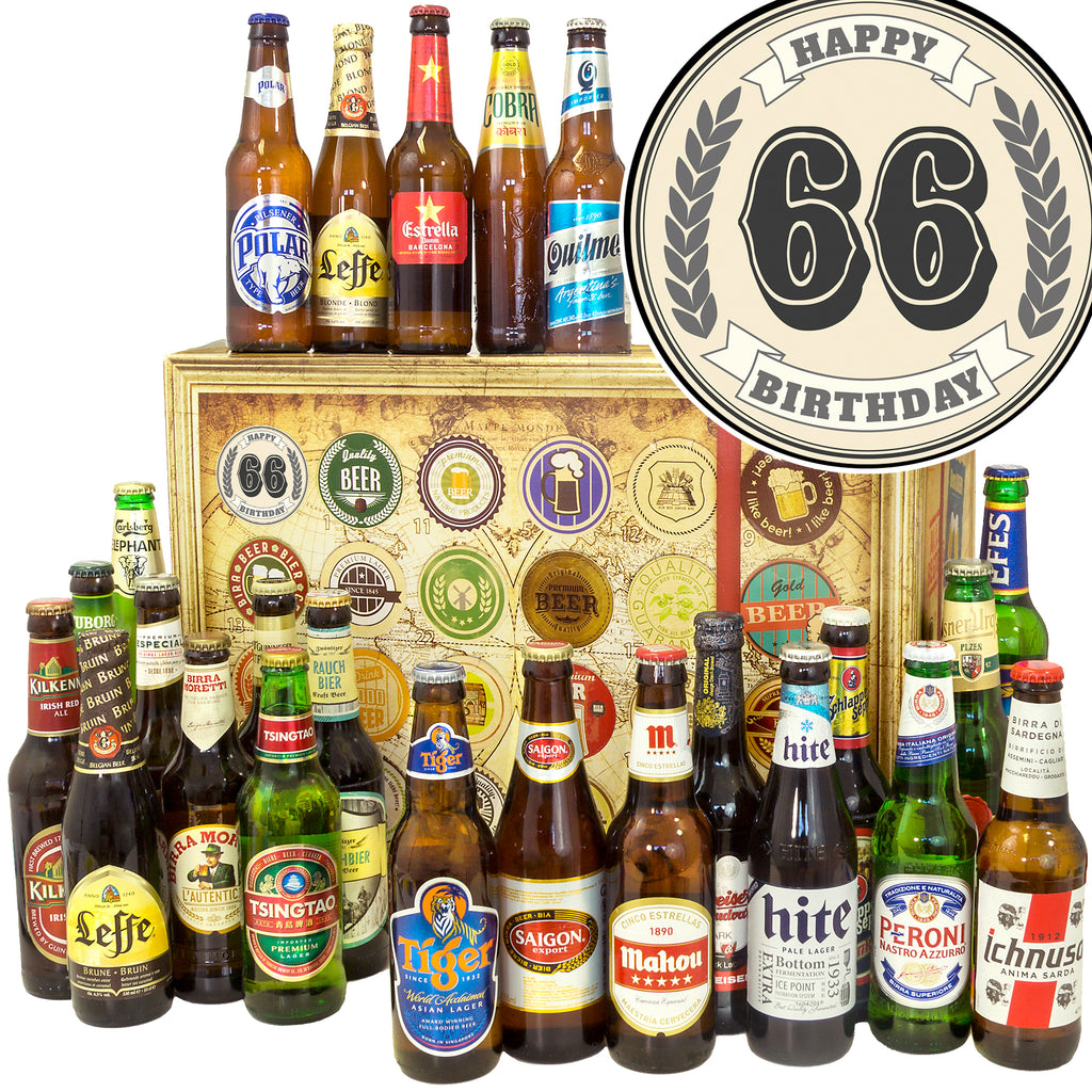 Geburtstag 66 | 24 Länder Biere der Welt Exoten | Bierbox