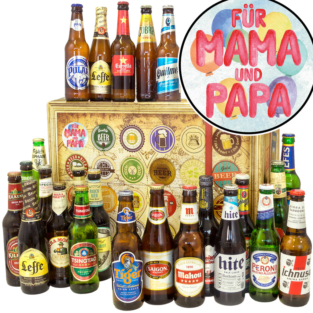 Für Mama&Papa | 24 Biersorten Bier International | Präsent