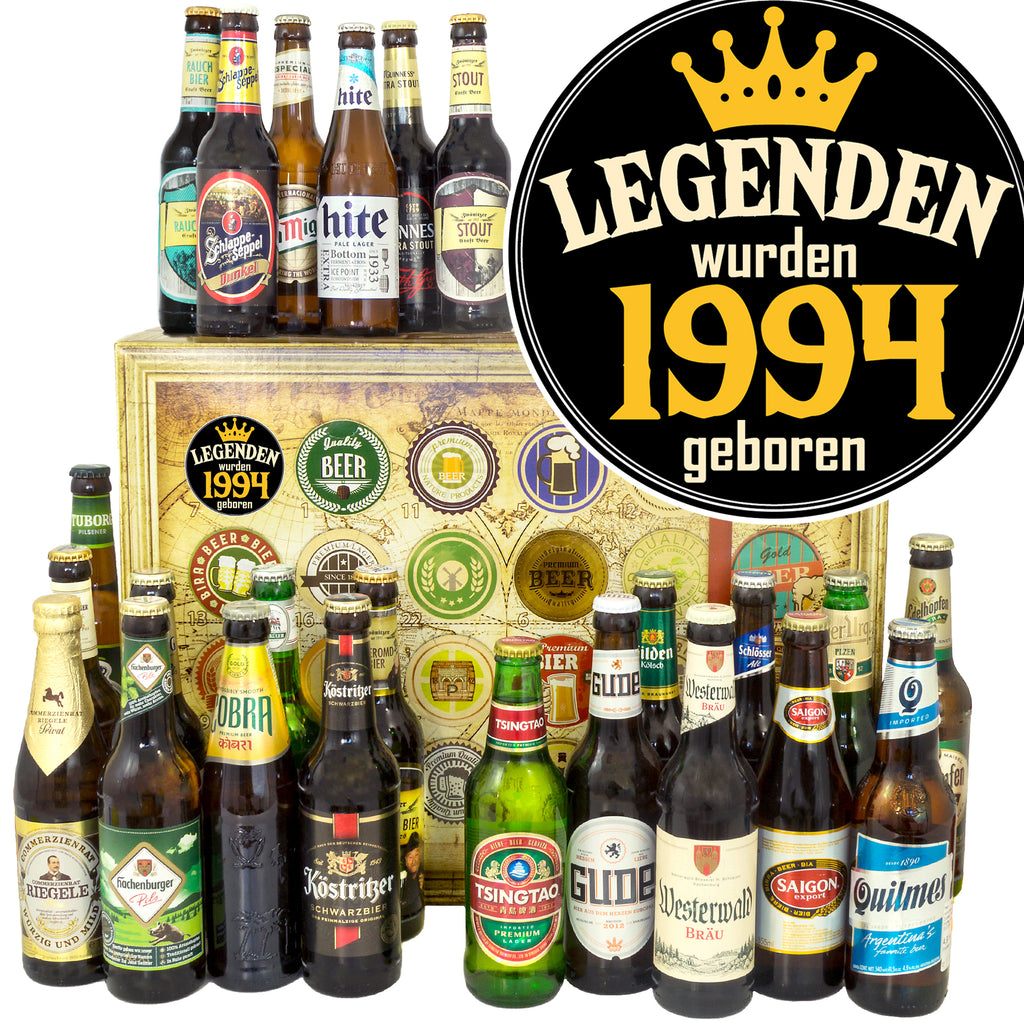 Legenden 1994 | 24 Flaschen Bier aus Welt und Deutschland | Geschenk Set