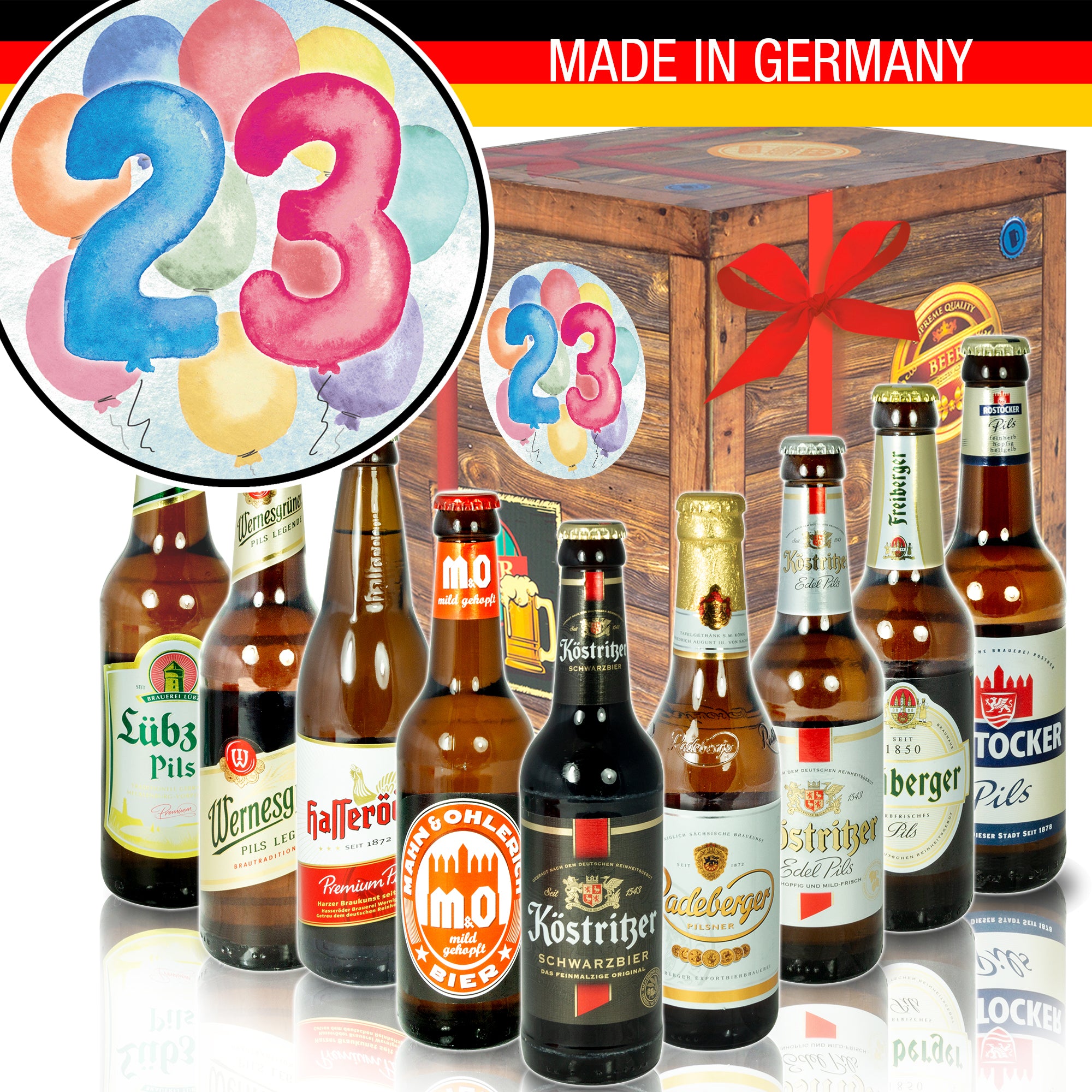 Geburtstag 23 | 9 Biersorten Biere aus Ostdeutschland | Geschenk Box