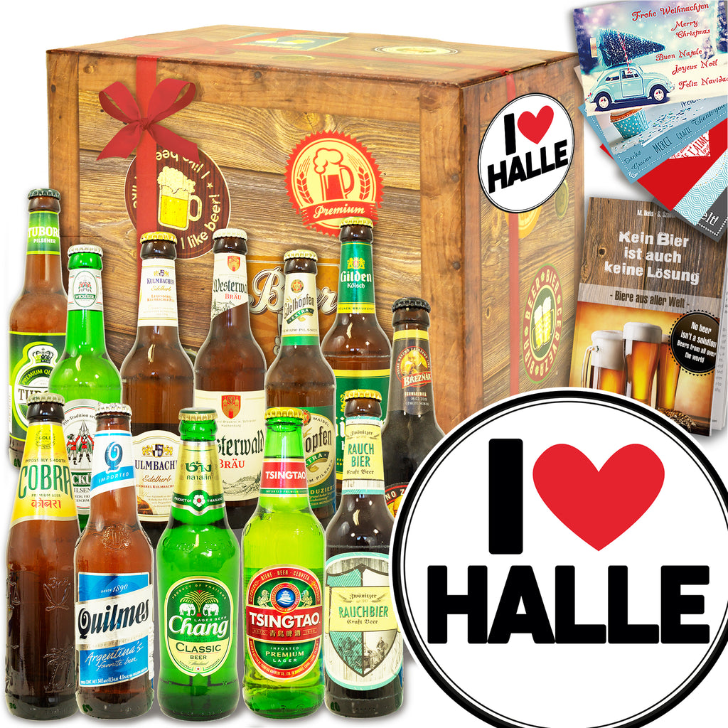 I love Halle | 12x Bier aus der Welt und Deutschland | Geschenkkorb