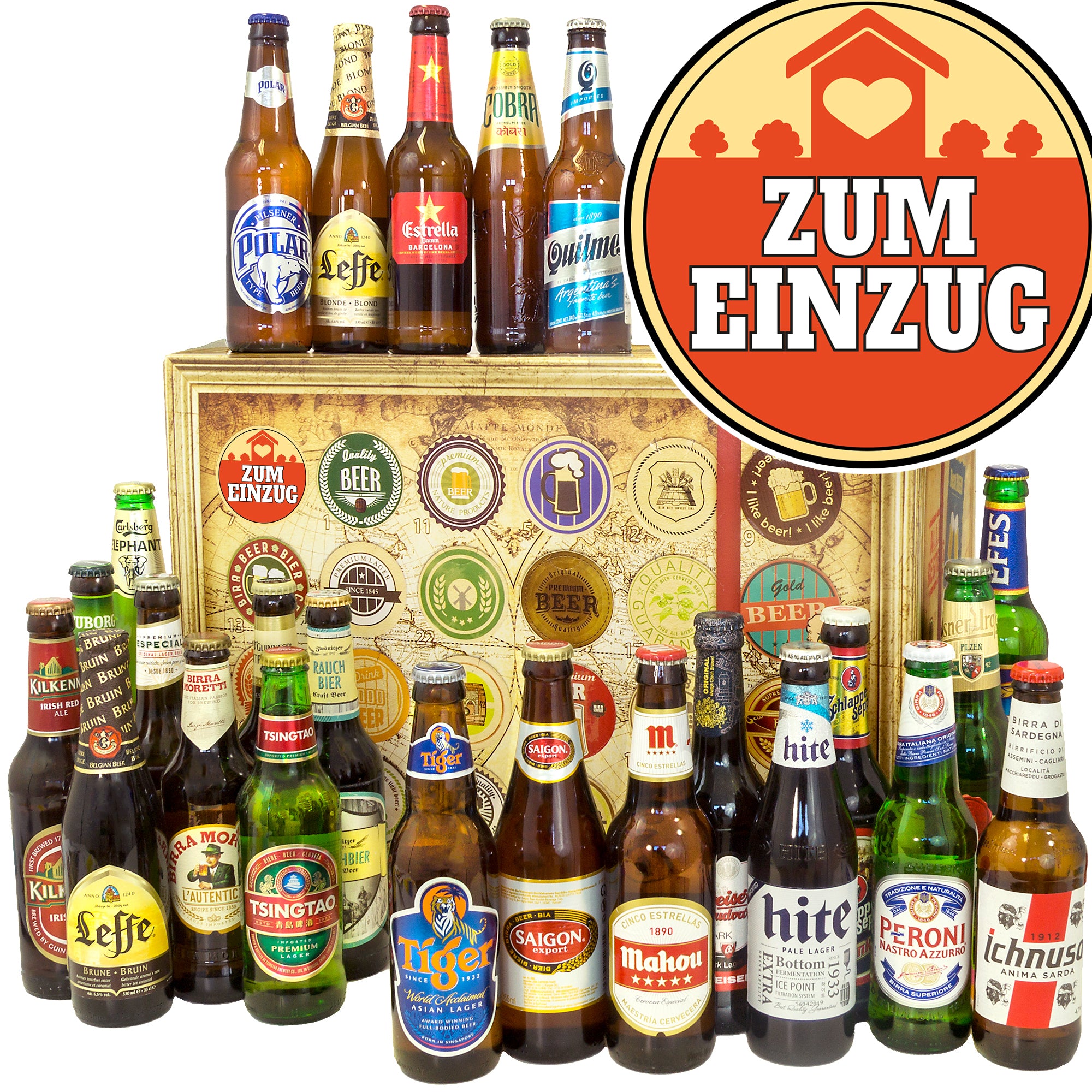 Zum Einzug | 24 Länder Biere der Welt Exoten | Geschenkidee - monatsgeschenke.de