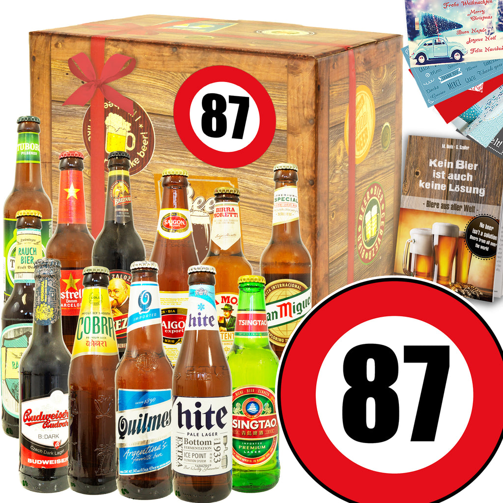Zahl 87 | 12 Flaschen Bier aus aller Welt | Bierpaket