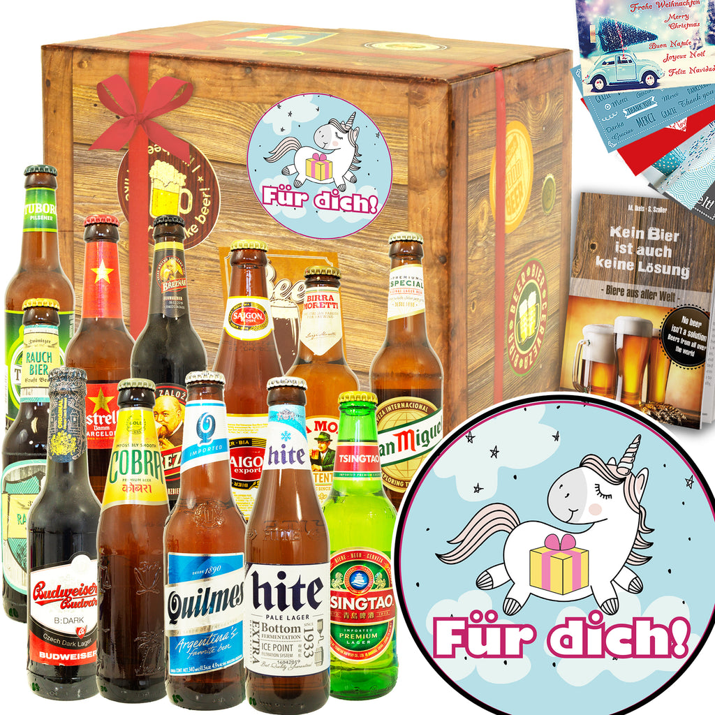 Für Dich (mit Einhorn) | 12 Länder Biere der Welt Exoten | Paket