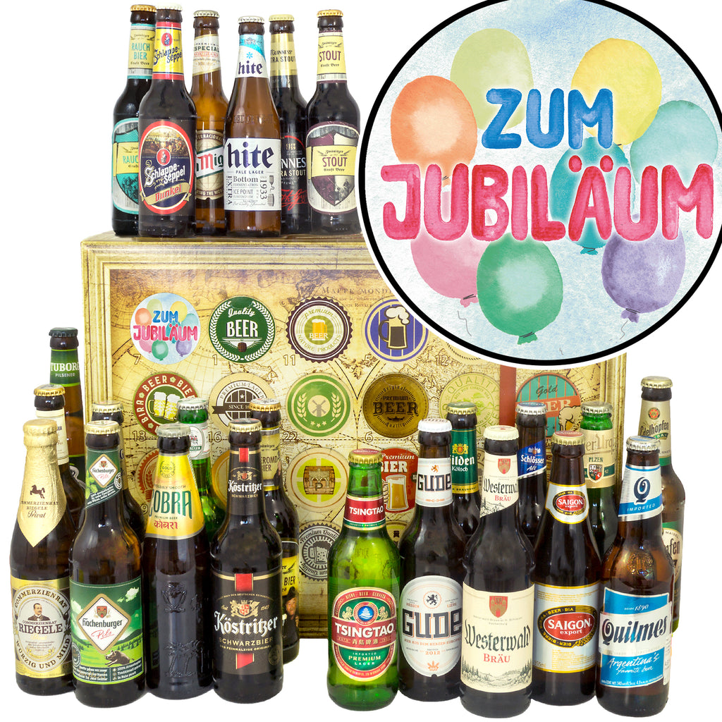 Zum Jubiläum | 24 Flaschen Bier Deutschland und Welt | Präsent