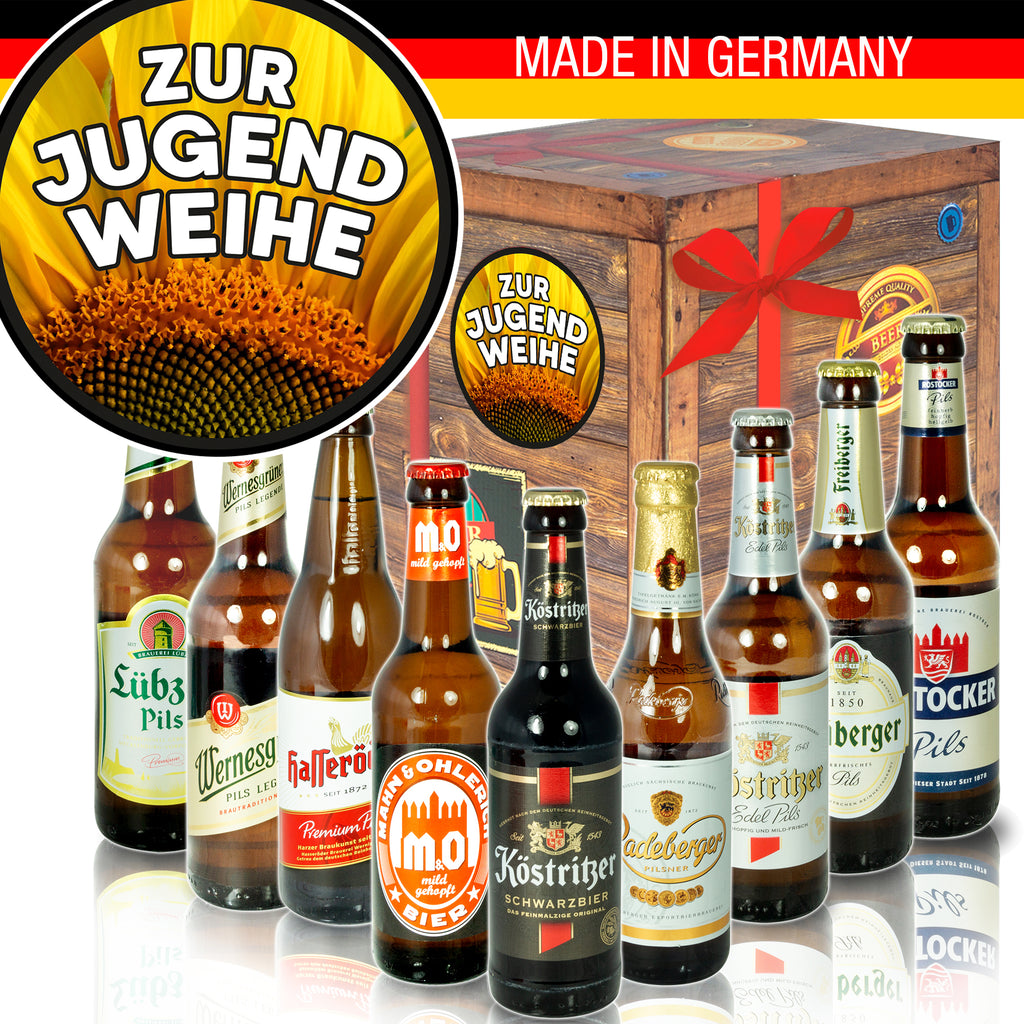 Zur Jugendweihe | 9 Flaschen Biere Ostdeutsch | Geschenkkorb