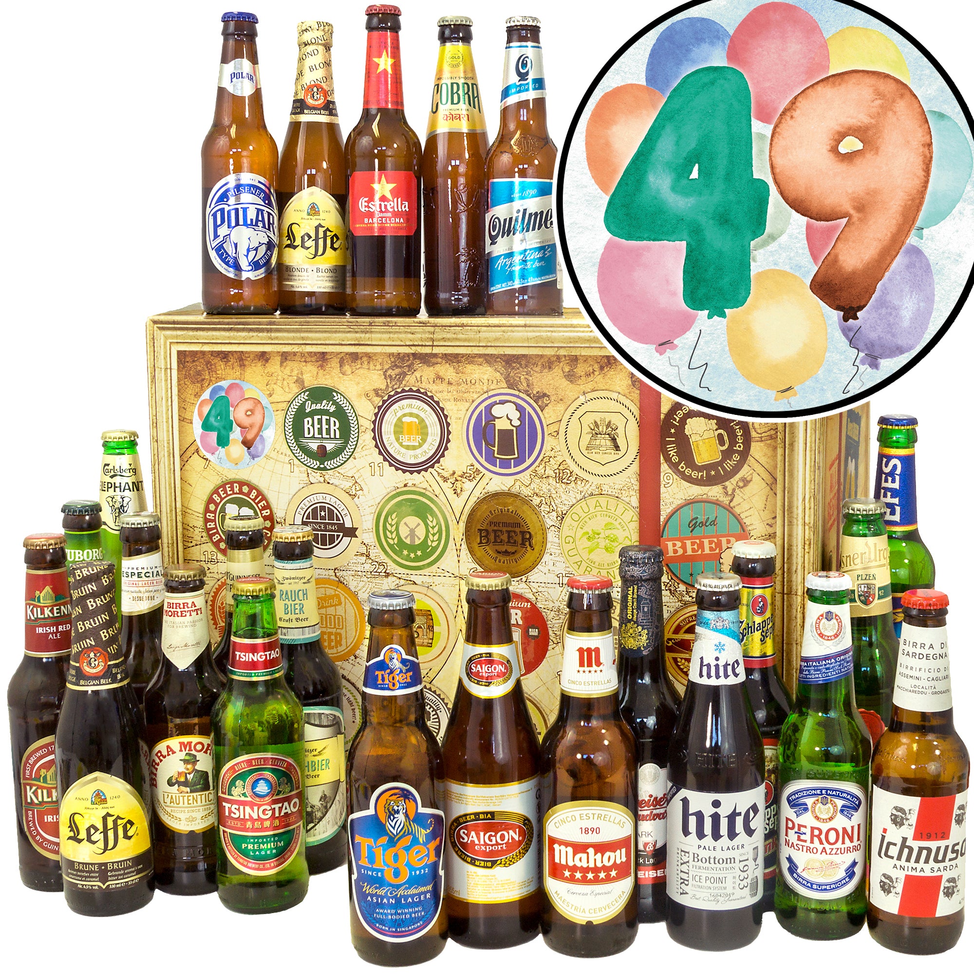 Geburtstag 49 | 24 Spezialitäten Biere aus aller Welt | Bierverkostung - monatsgeschenke.de