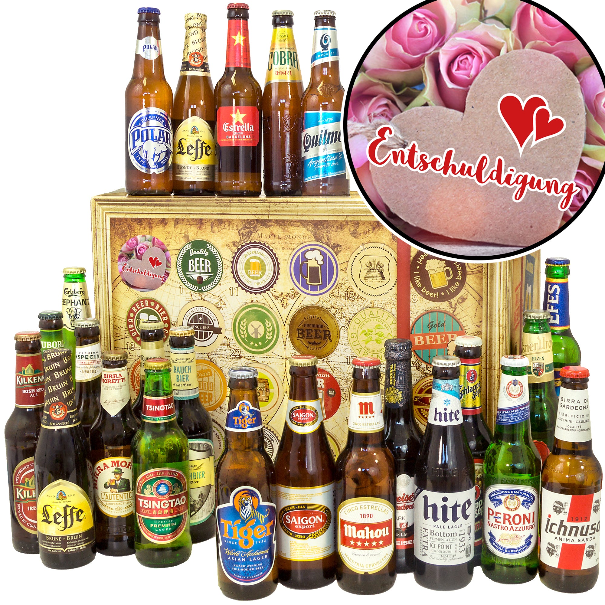Entschuldigung | 24 Biersorten Bier aus aller Welt | Paket - monatsgeschenke.de