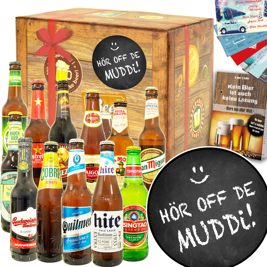 Hör off de Muddi | 12 Biersorten Biere aus aller Welt | Geschenk Set
