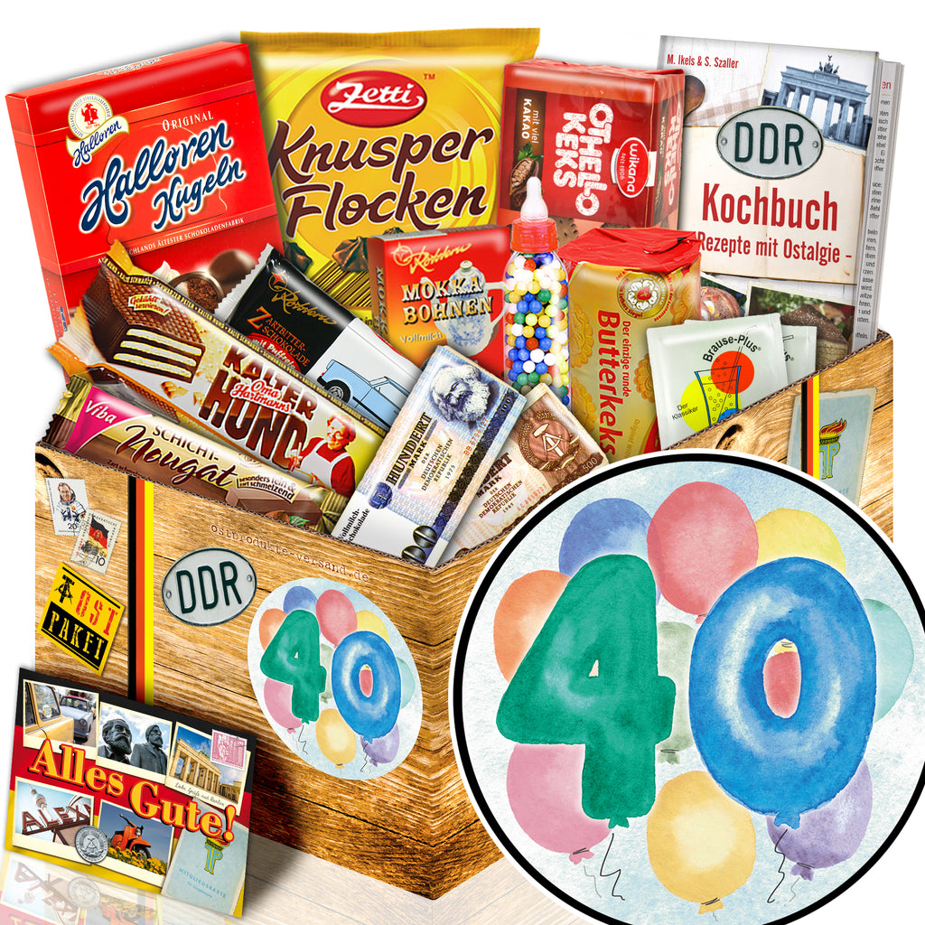 Zum 40. Geburtstag - Süßigkeiten Set DDR L - monatsgeschenke.de