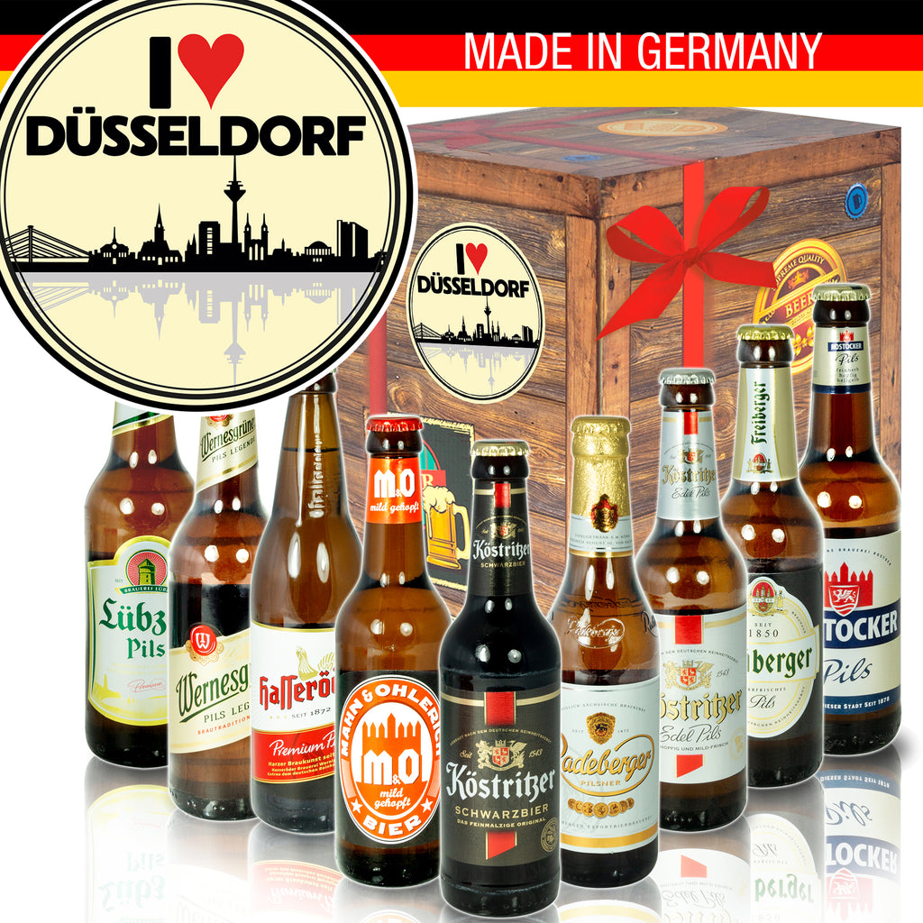 I love Düsseldorf | 9 Flaschen Biere Ostdeutsch | Geschenk Set