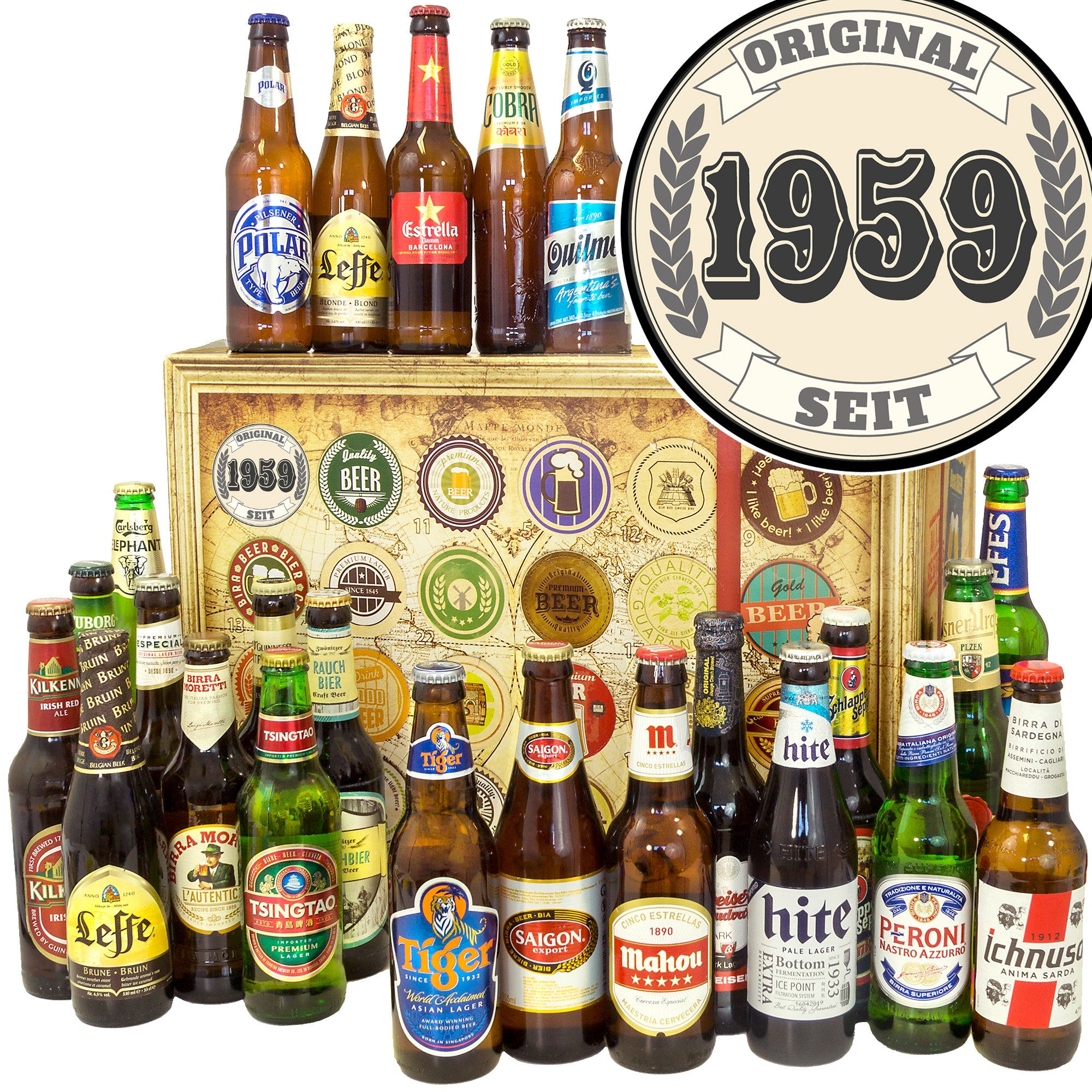 Original seit 1959 | 24 Biersorten Bier International | Geschenk Box - monatsgeschenke.de