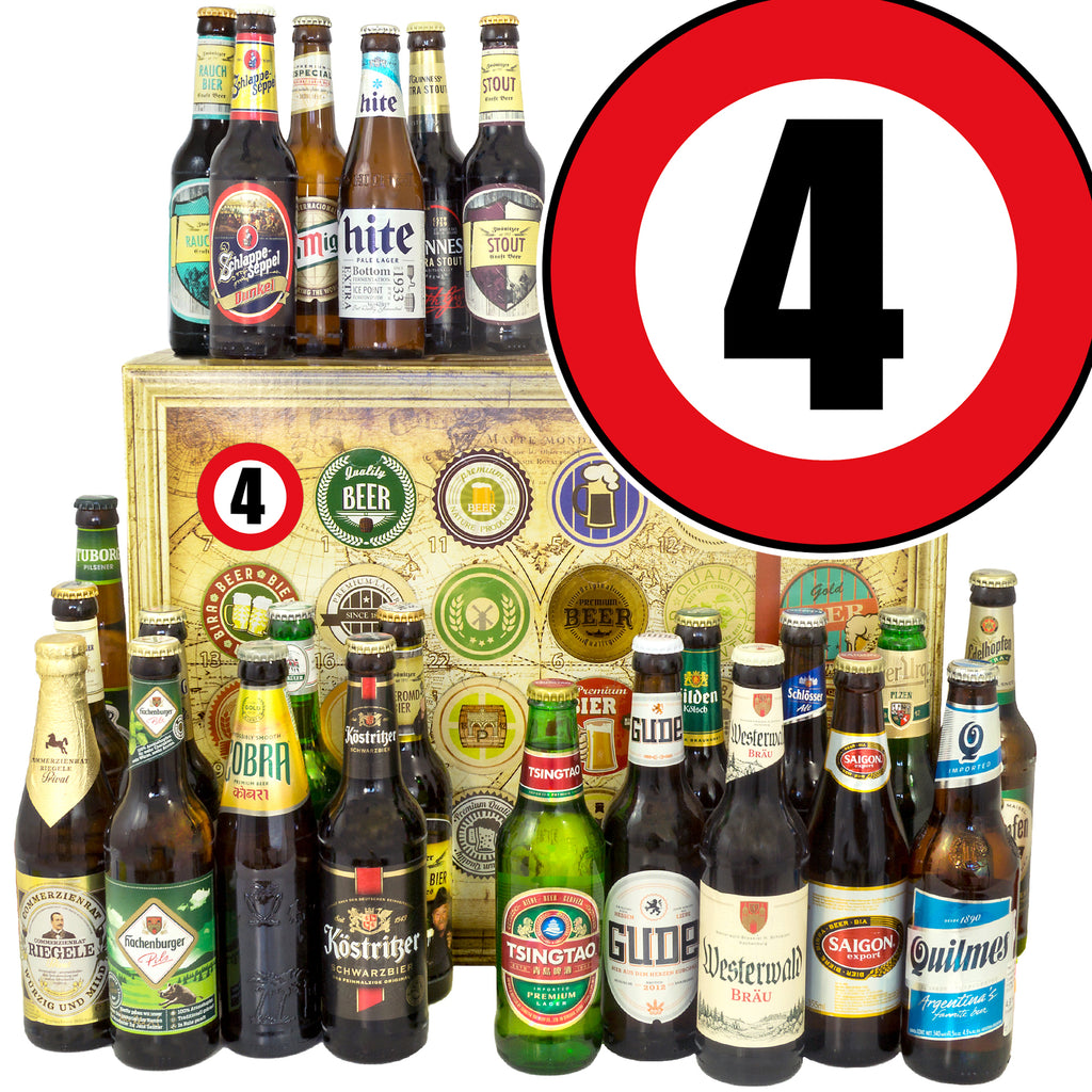 Zahl 4 | 24x Bier Bier International und Deutschland | Bierbox