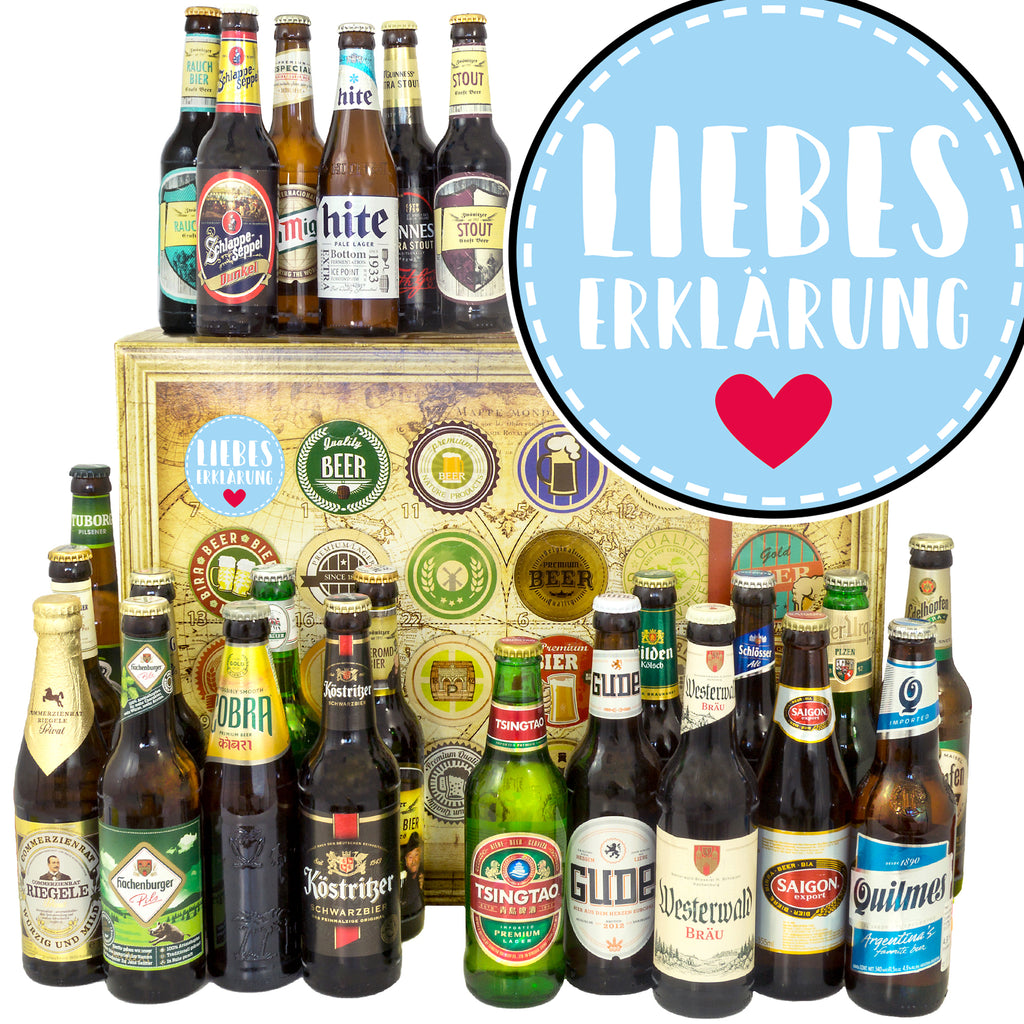 Liebeserklärung | 24 Spezialitäten Bier aus Welt und Deutschland | Geschenkpaket