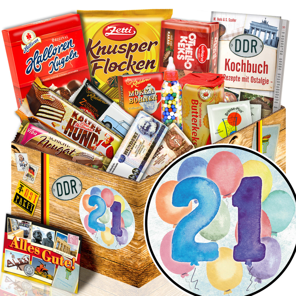 Zahl 21 - Süßigkeiten Set DDR L - monatsgeschenke.de