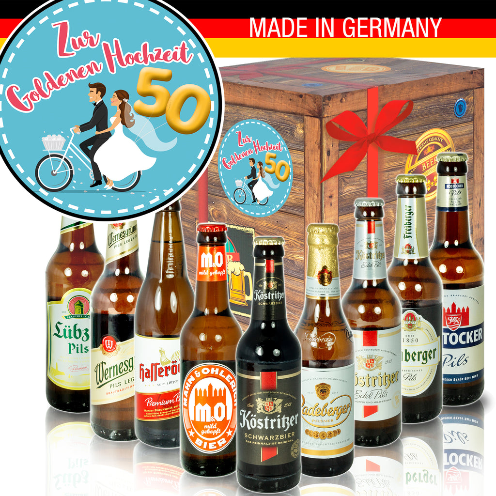 Zur Goldenen Hochzeit | 9 Flaschen Biere aus Ostdeutschland | Bierpaket