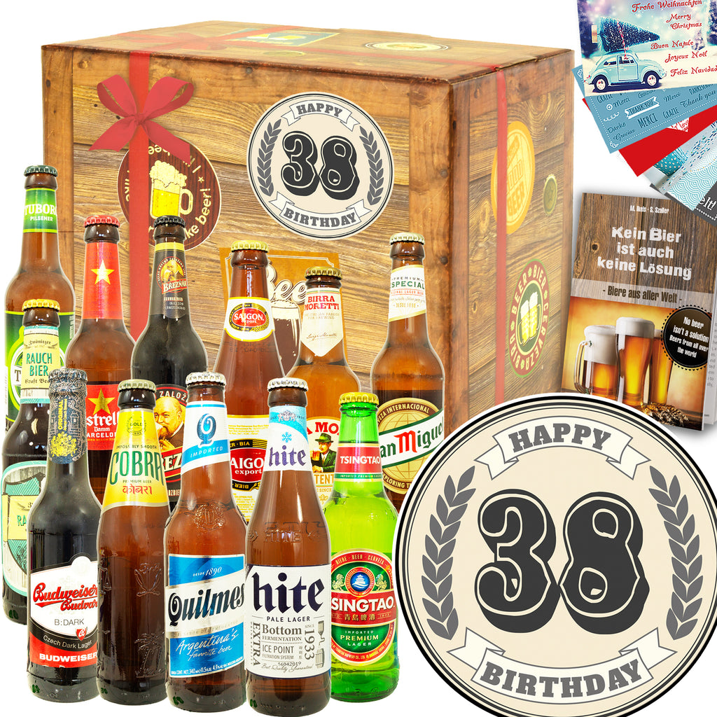 Geburtstag 38 | 12 Flaschen Bierweltreise | Geschenkkorb