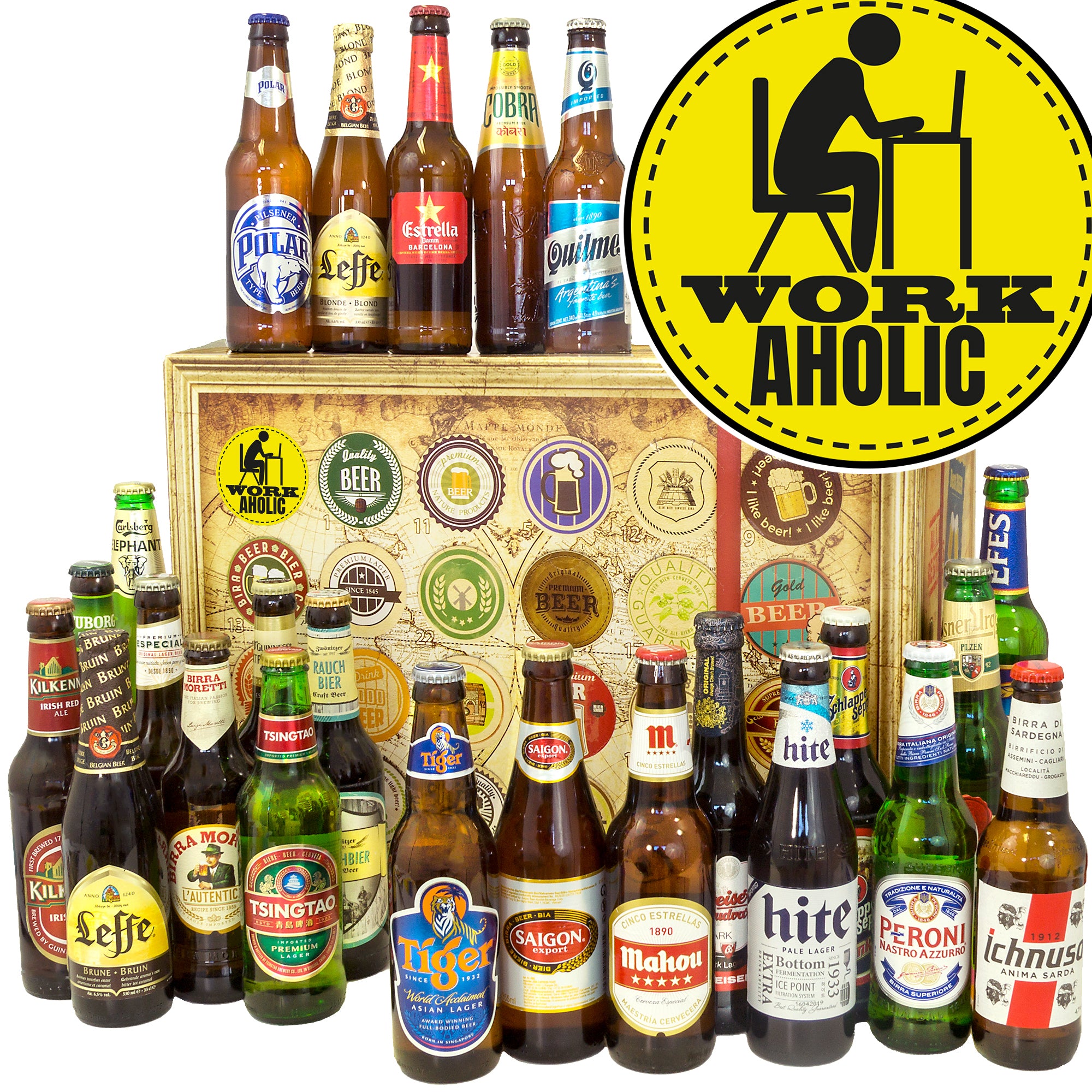 Workaholic | 24 Länder Bierweltreise | Bier Geschenk
