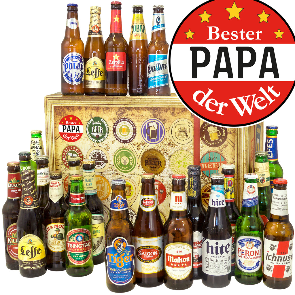 Bester Papa | 24 Flaschen Bierweltreise | Geschenk Box