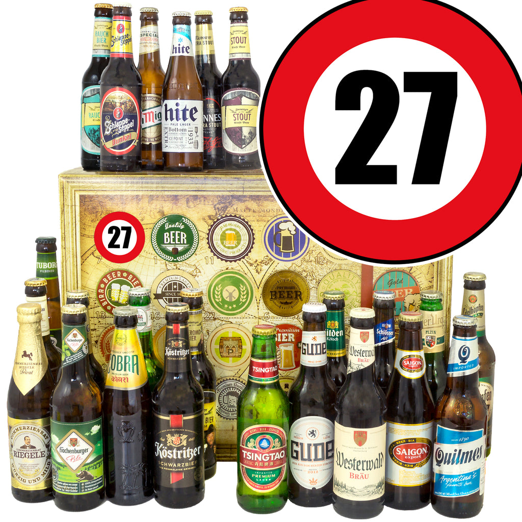 Zahl 27 | 24 Biersorten Bier aus Welt und Deutschland | Probierpaket