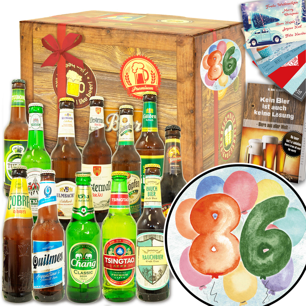 Geburtstag 86 | 12x Bier Deutschland und Welt | Geschenkset